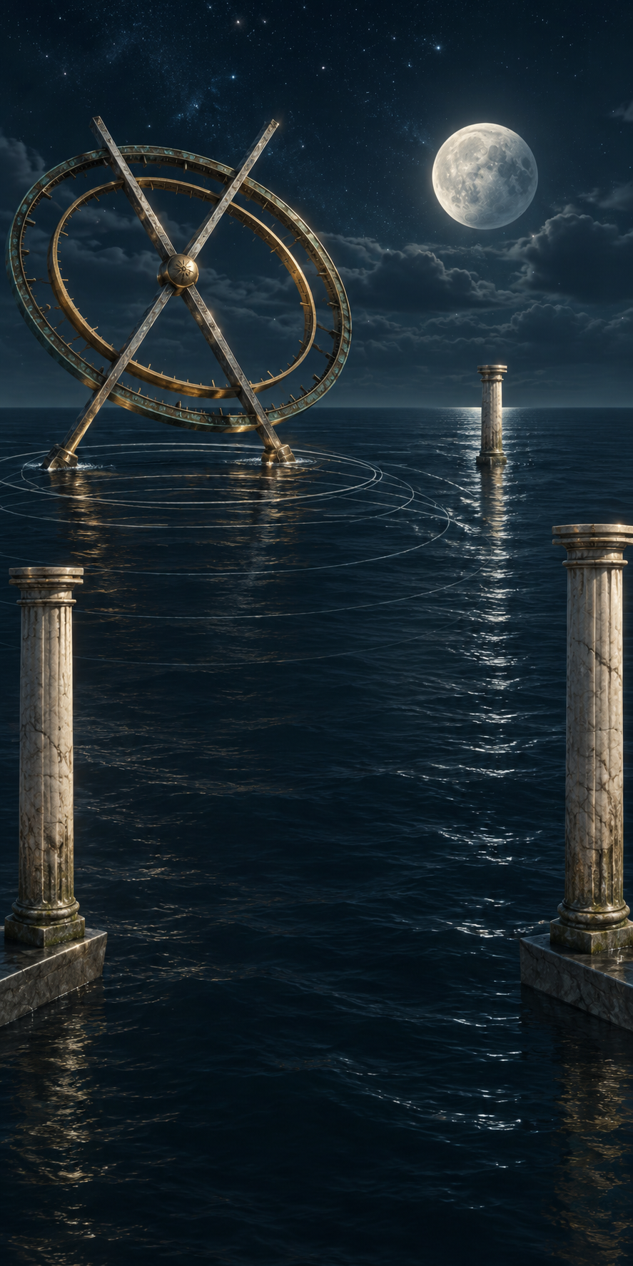 Tidal Observatory: a luminous celestial world suspended above water